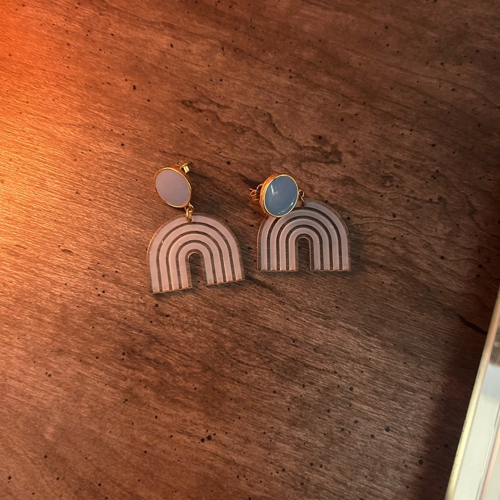 Chic Rainbow Earrings with Gold Accents